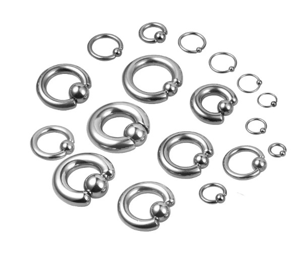 HEAVY GAUGE 316L SURGICAL STEEL CAPTIVE BEAD RING MALE HOOP 12G 10G 8G 6G 4G 2G