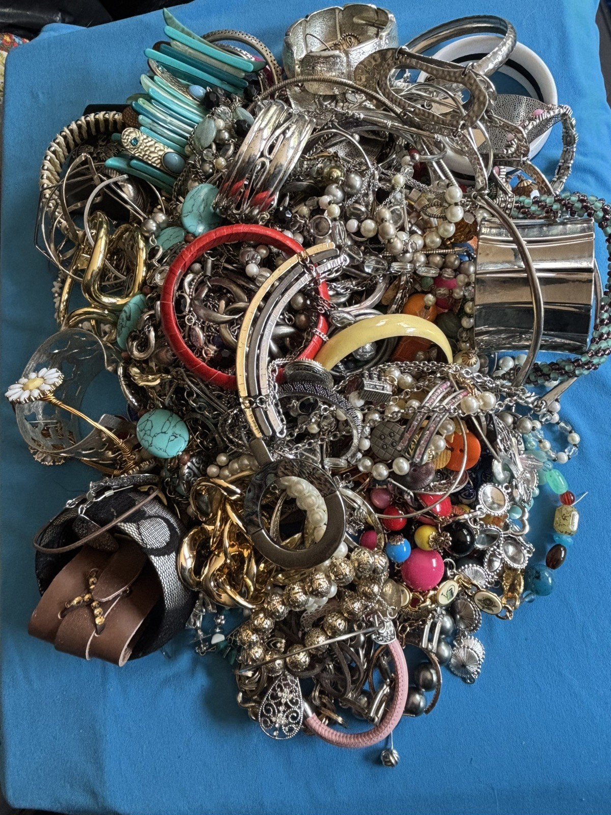Mixed Jewelry Lot, 7+lbs., For Wearing, Crafting, Resell, Some 925, Untested