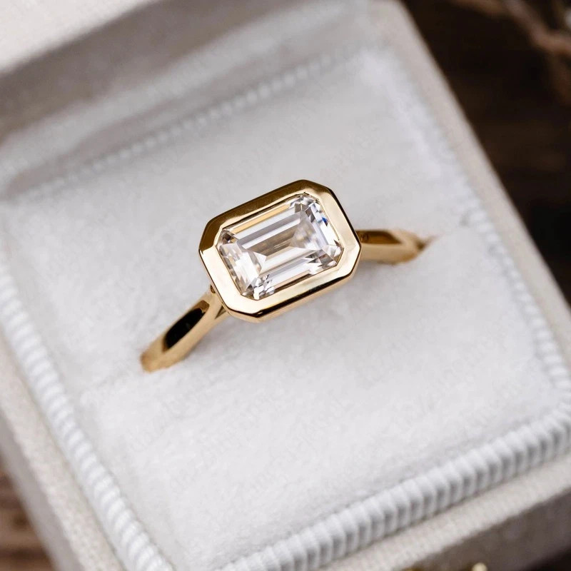 1.50Ct D VS1 Emerald Cut Lab Grown Diamond Engagement Ring 14K Yellow Gold