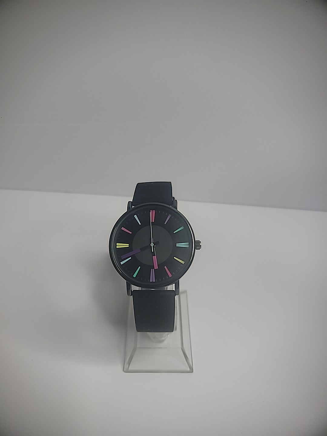 Wristwatch Womens Mens Black Pink Blue Black Band New Battery