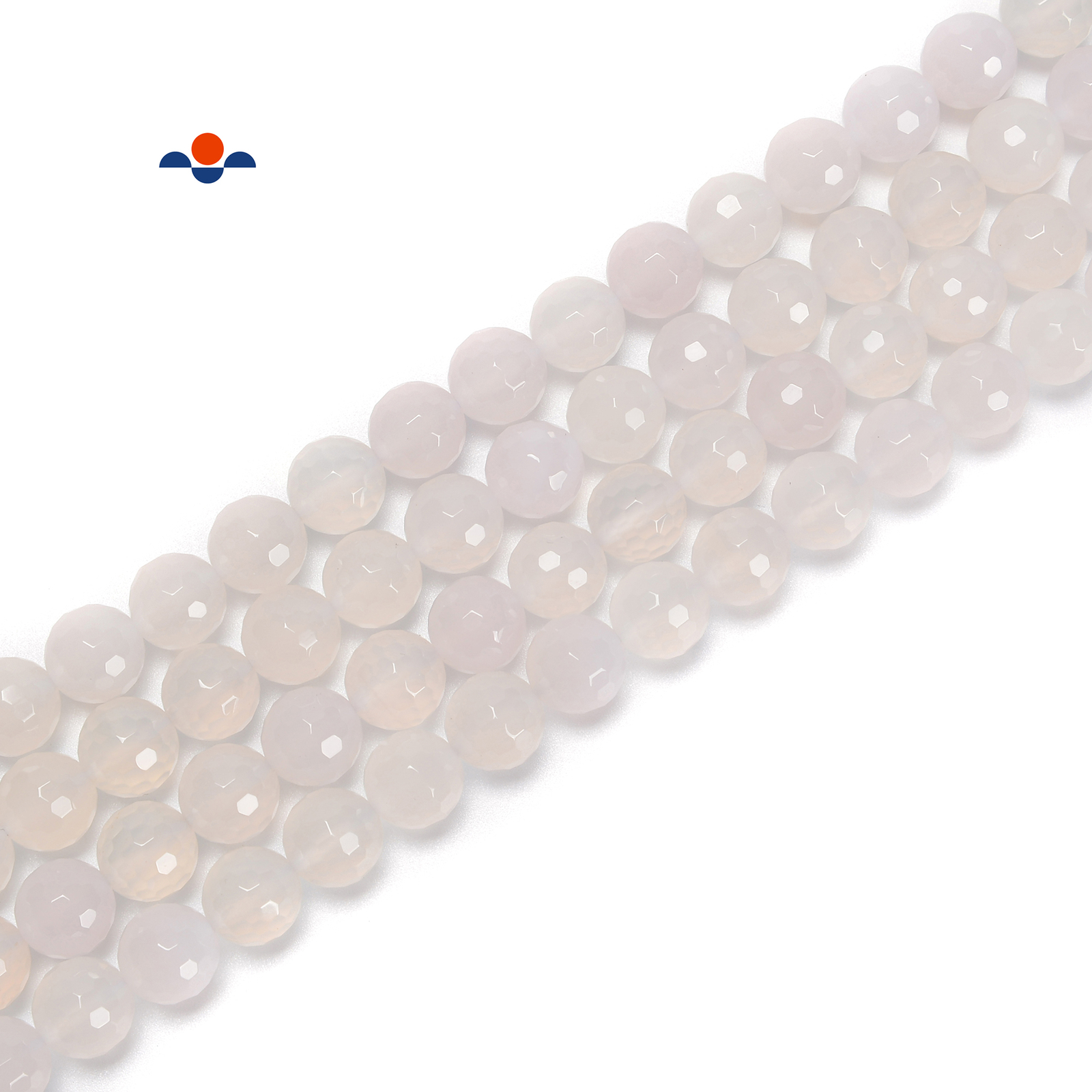 Natural Translucent White Agate Faceted Round Beads Size 8mm 10mm 15.5” Strand