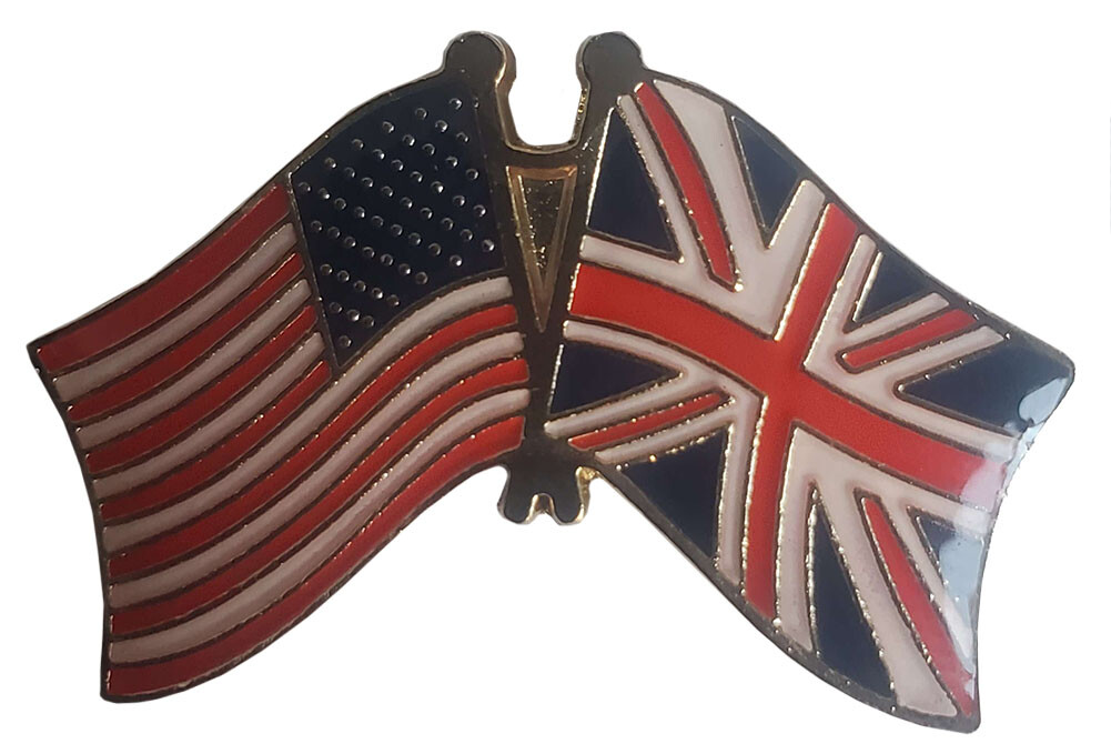 USA UK Friendship Flag, American United Kingdom Metal Patriotic Badge, Lapel Pin