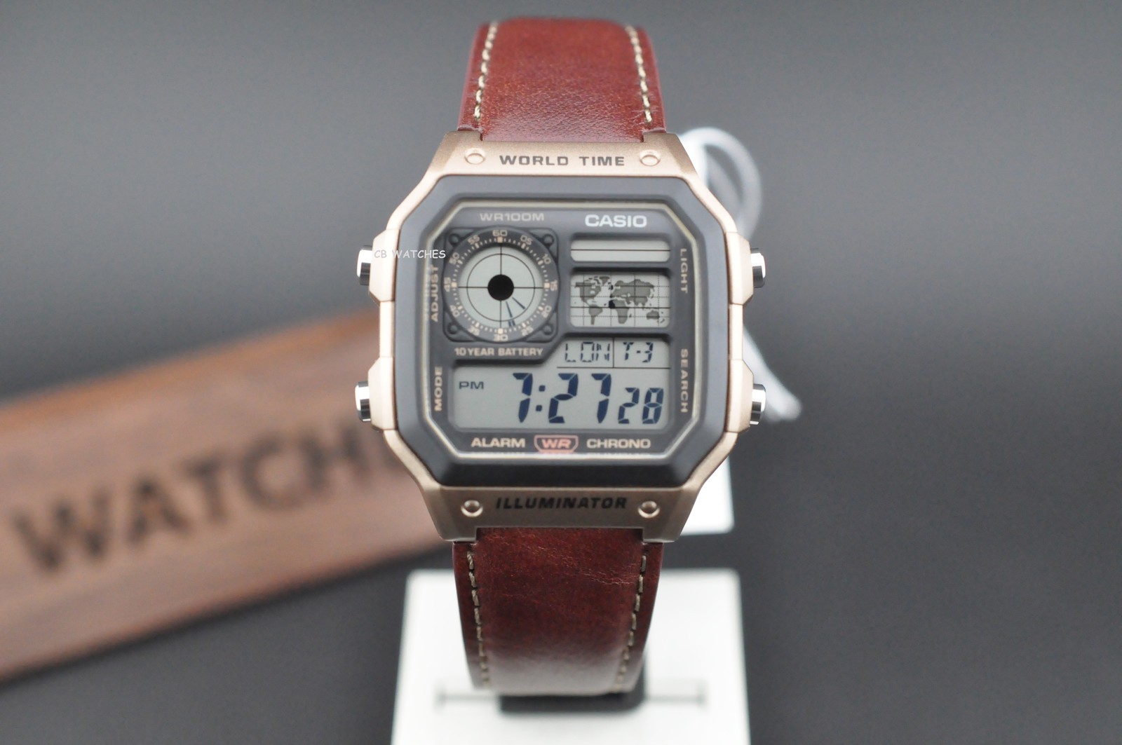 Casio AE-1200WHL-5AV, World Time Watch, Chronograph, 5 Alarms, 10 Year Battery