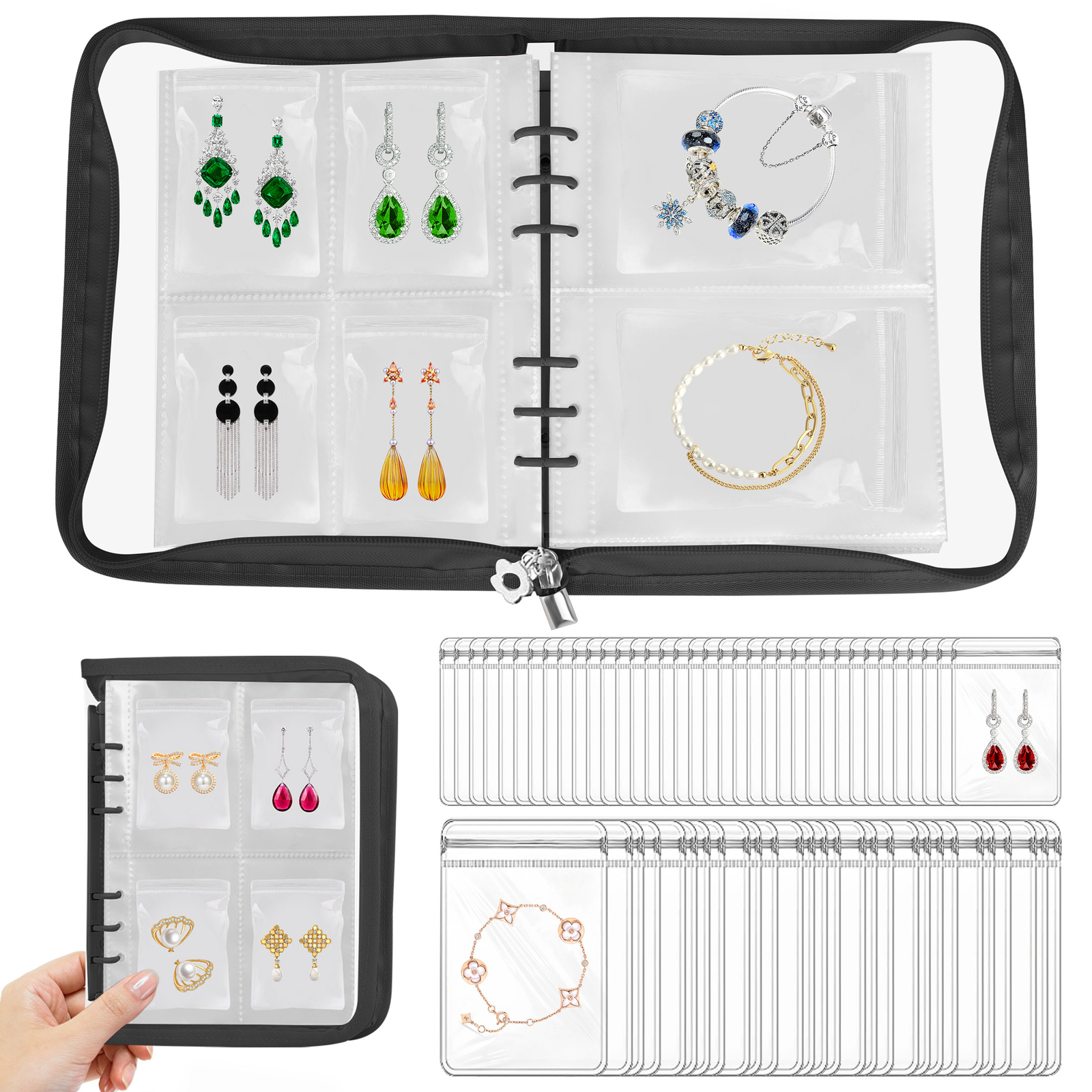 Jewelry Storage Book, Transparent Travel Bracelet Earring Organizer Album Pouch