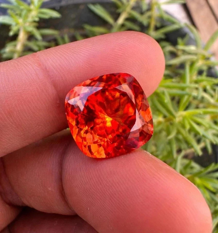 AAA 16.20 Ct Flawless Natural Orange Sapphire Cushion Certified Loose Gemstone