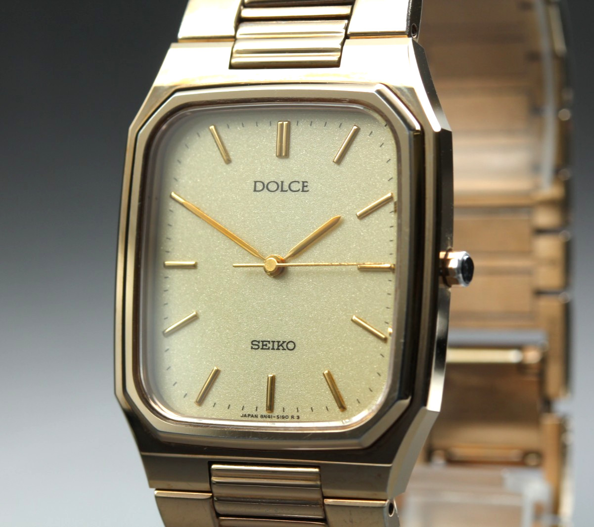 Vintage [N MINT] SEIKO Dolce 8N41-5140 Gold Tank Tungsten Quartz Men’s Watch JP