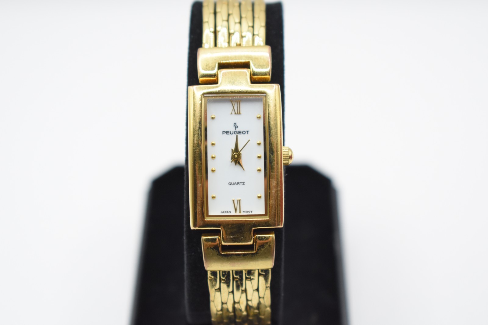 Peugeot Women’s Gold Tone Quartz Dress Watch White Dial w/ Original Box Runs