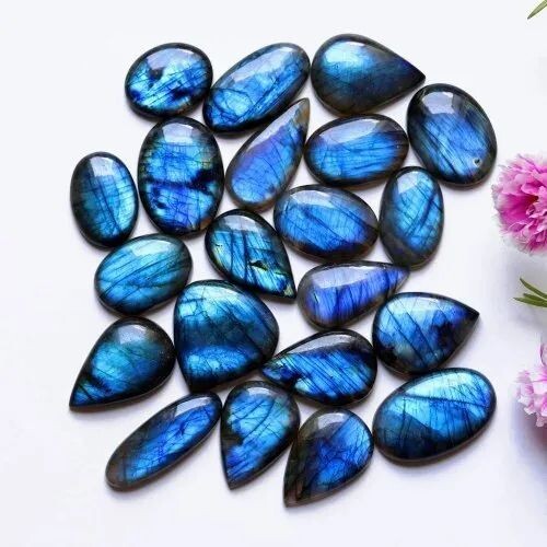15-30MM Blue Labradorite Mix Cabochon Loose Gemstone Lot for Jewelry Making