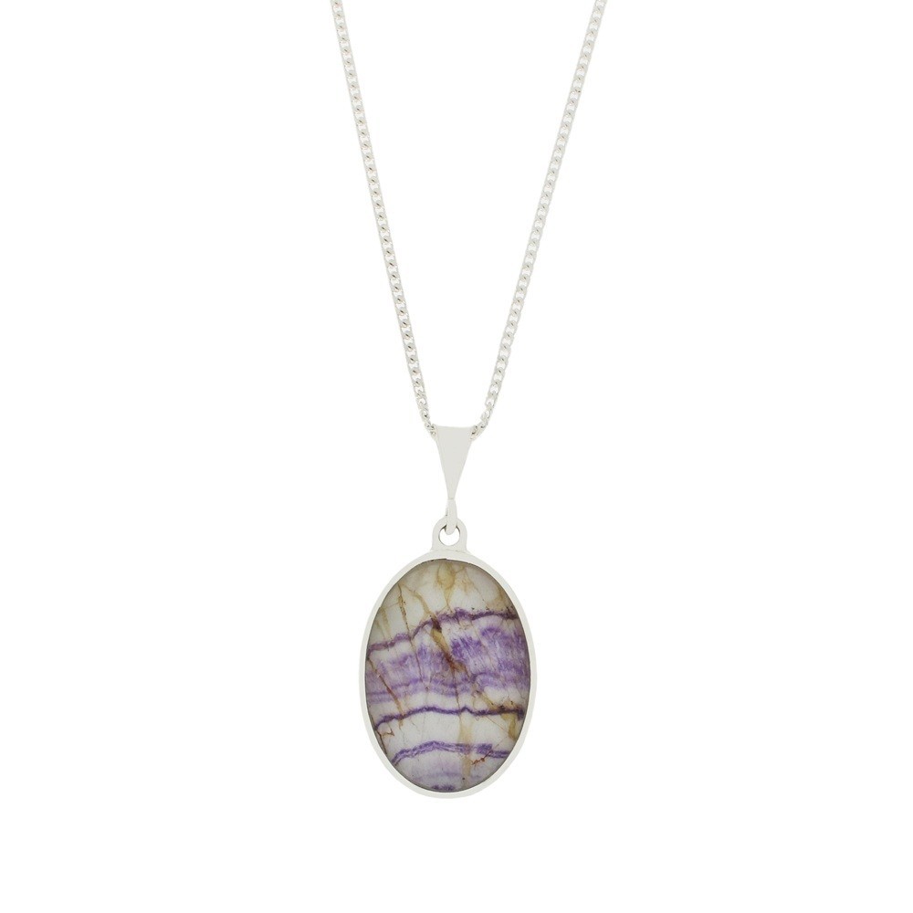 Derbyshire Blue John Reversible Sterling Silver Necklace DBJ724