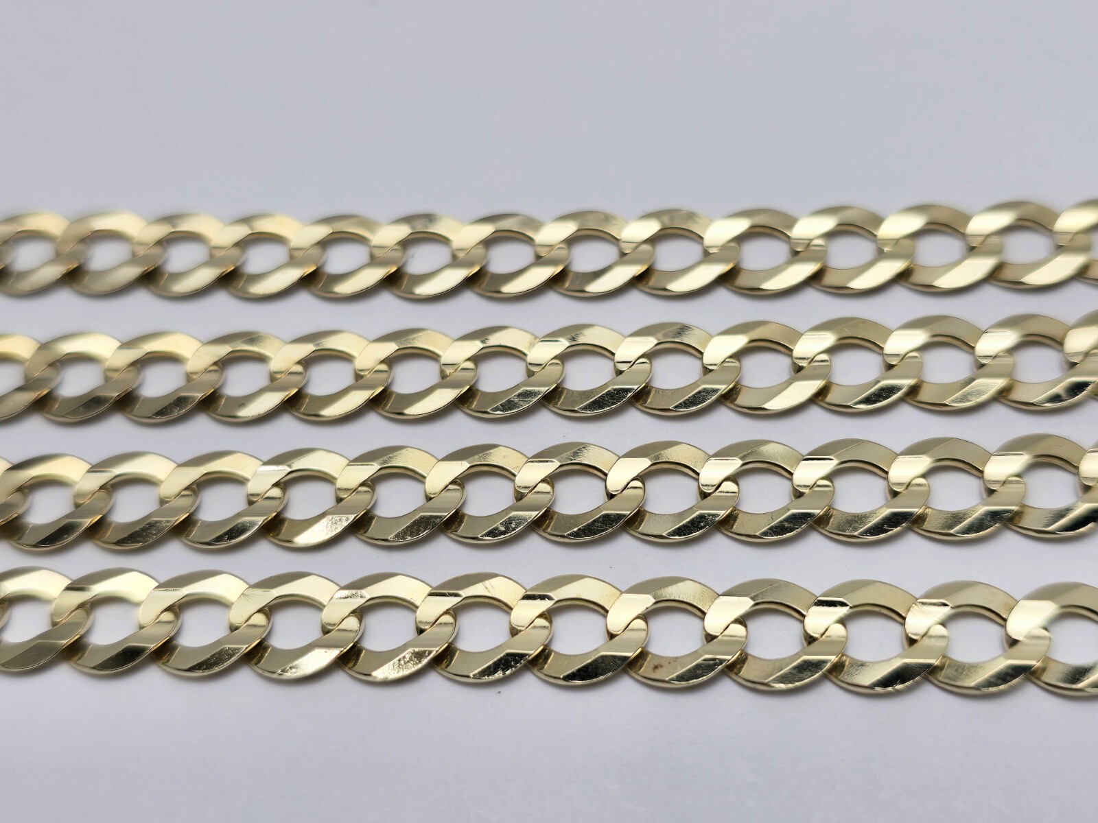 Unique 10K Karat Solid Yellow Gold Flat Curb Link Chain Necklace – 22.50″ Length