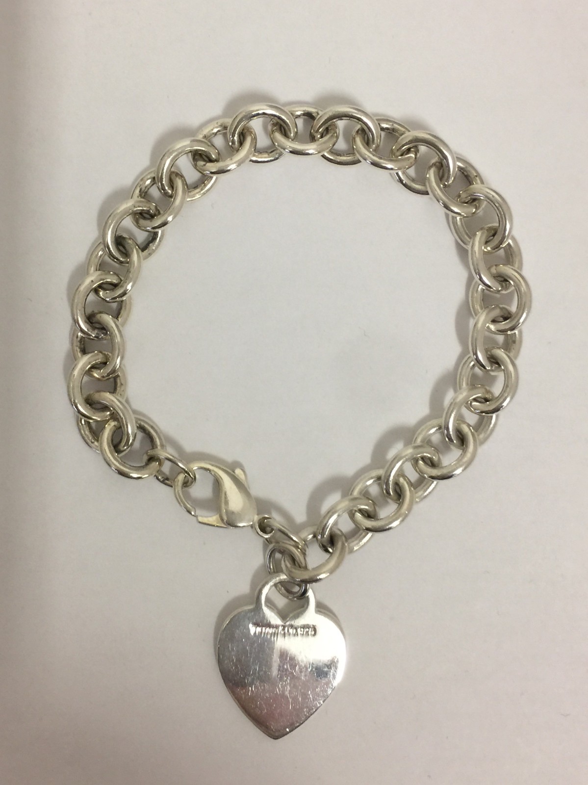 Tiffany & Co. Heart Tag Bracelet 7.5 Inch 10mm Sterling Silver