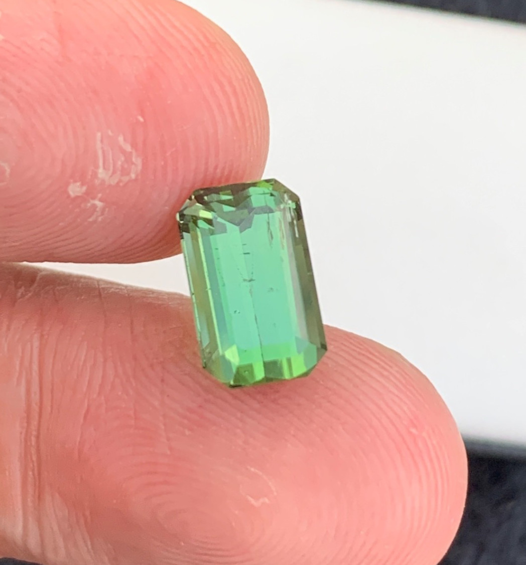Natural Bluish Green Tourmaline 3.29 Ct Emerald Cut Afghan Gem