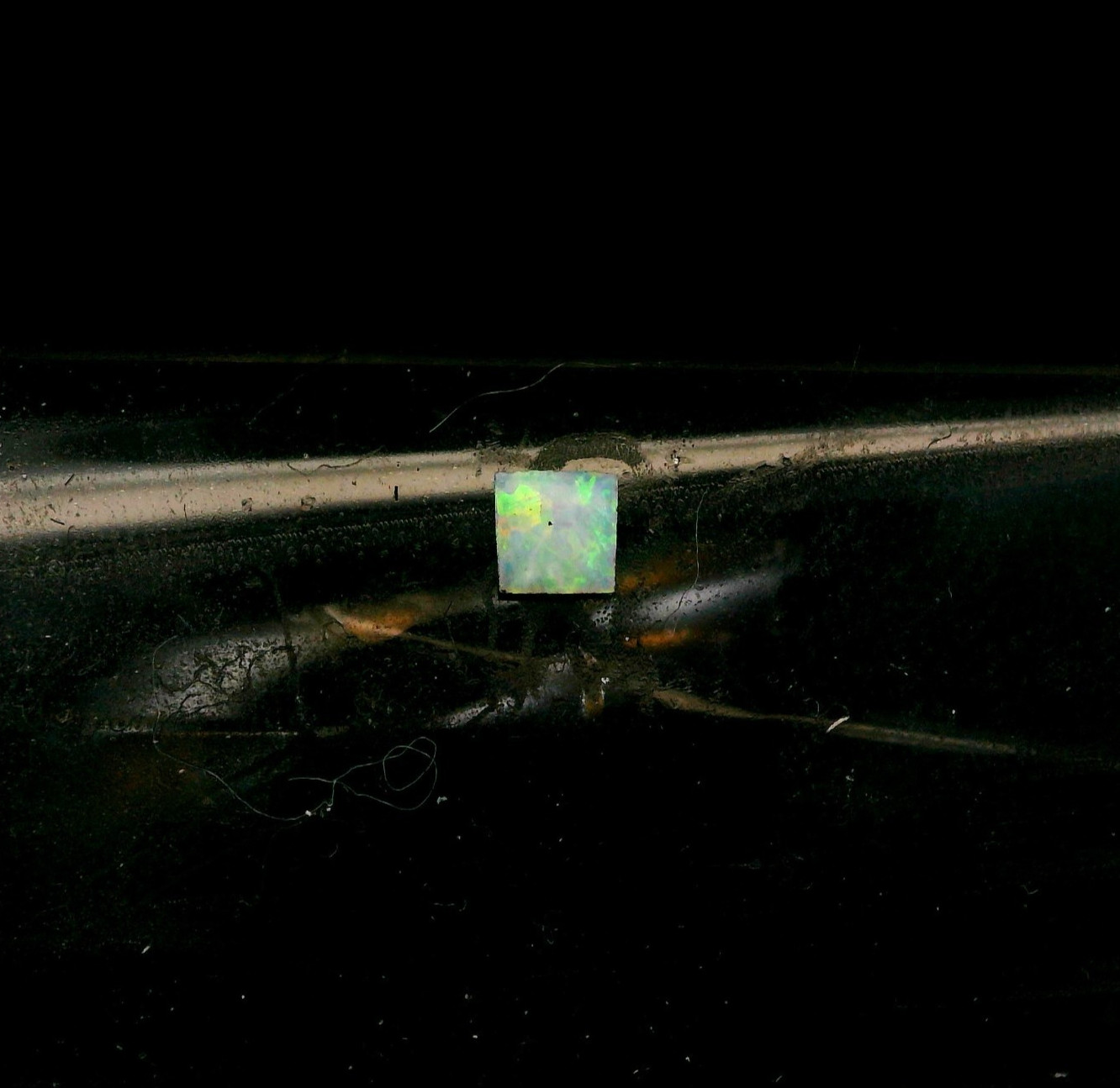 0.09ct Square Shaped White Green Multi-Color Opal 3.8 x 3.5 mm