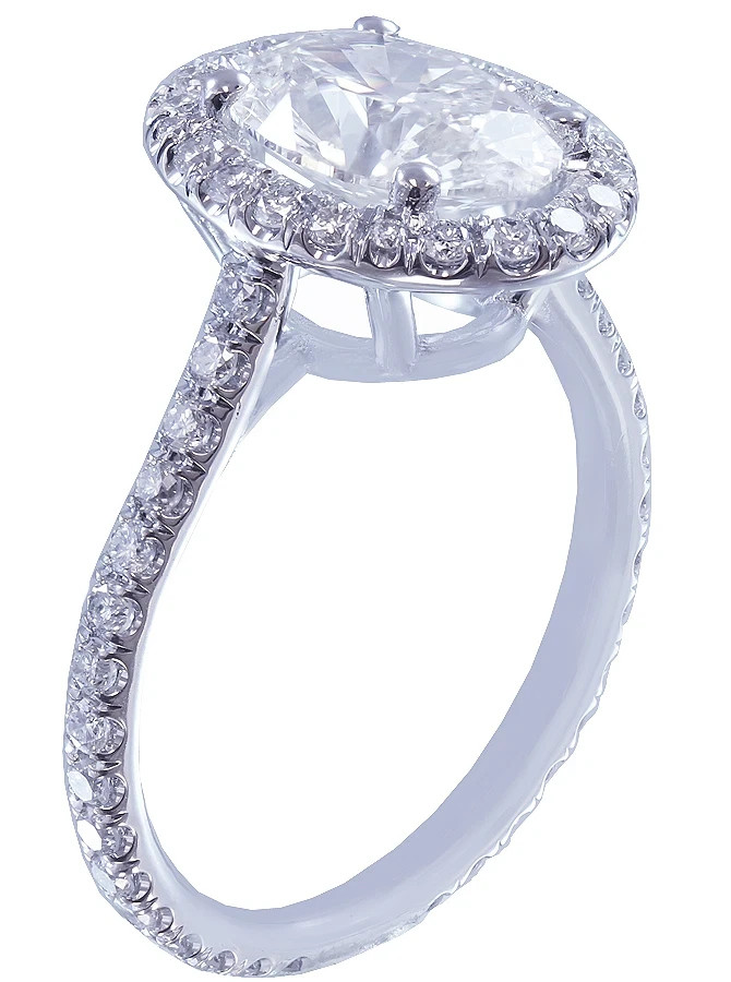 Certified Natural 1.2ct VS1 F Oval White Diamond AAA 14K White Gold Wedding Ring