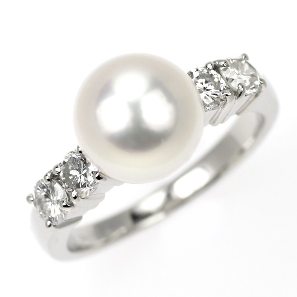 Tasaki Pearl Pt900 Akoya Pearl Diamond Ring Diameter Approx. 8.6mm D0.54 CT – Au