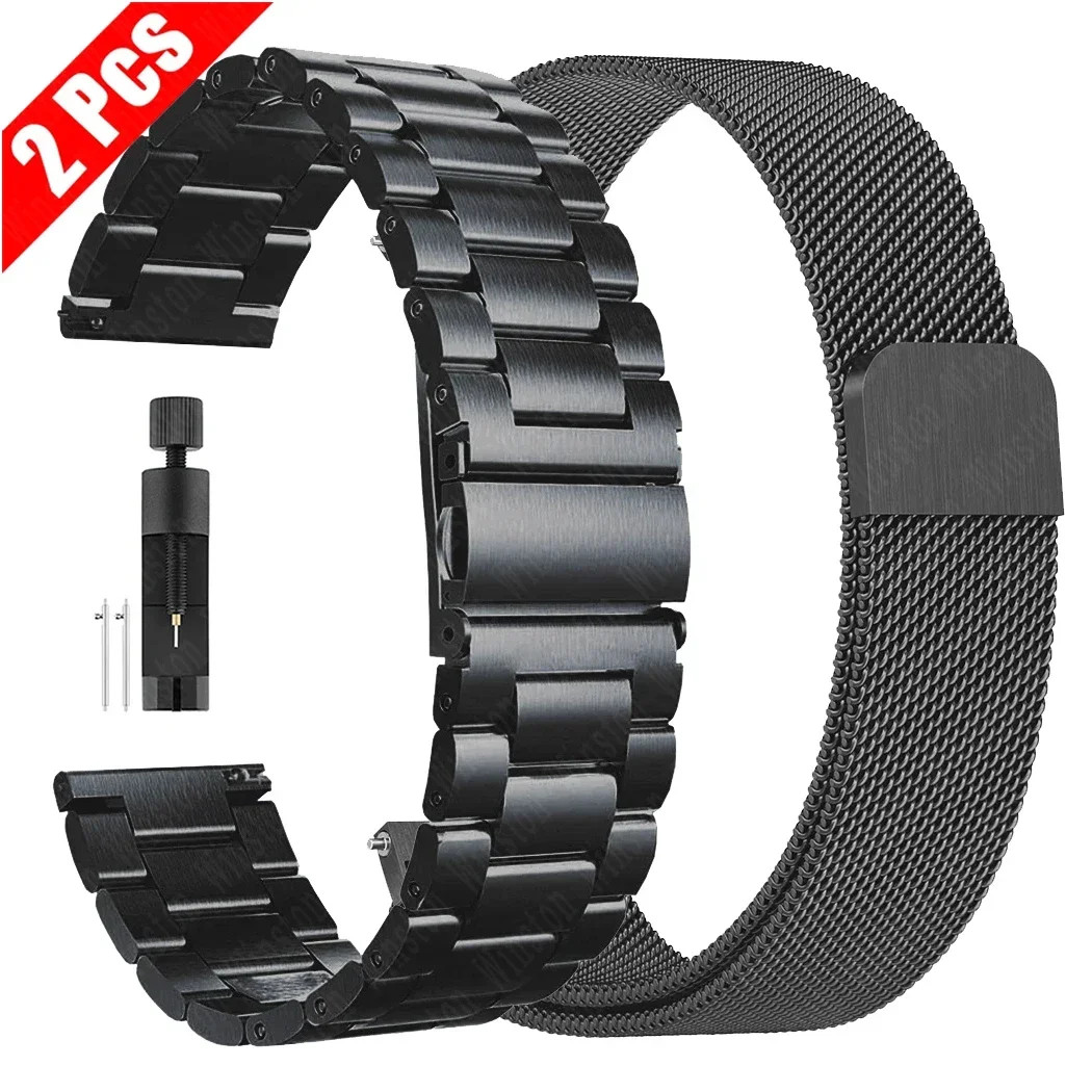 22mm Stainless Steel+Milanese for Huami Amazfit Bip 6 BIP 5 GTR 4 3 GTR 3 Pro 2e