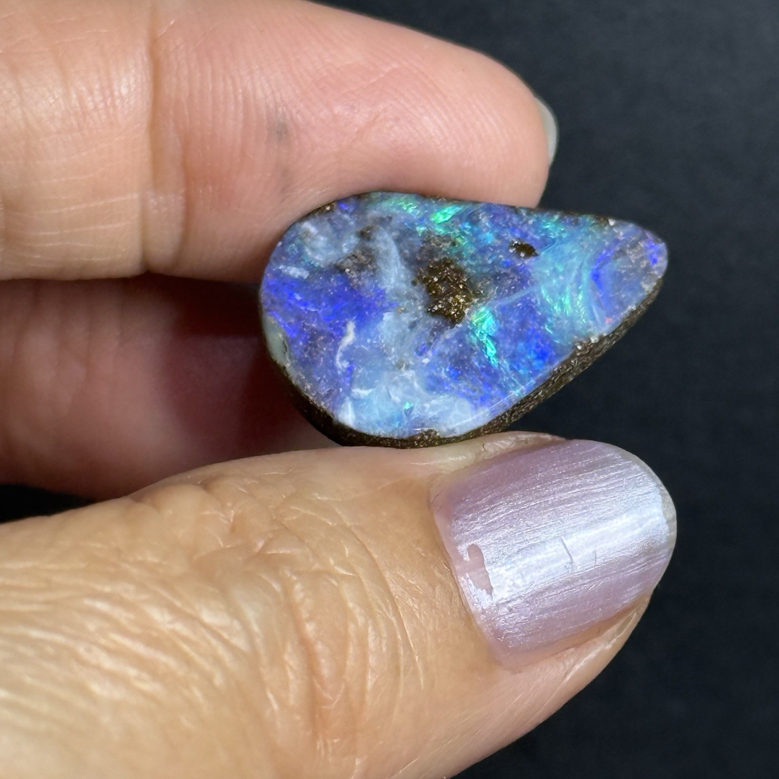 13.45ct 23.9x17x4.5mm Caribbean Blue Australian Boulder Opal Teardrop Cabochon