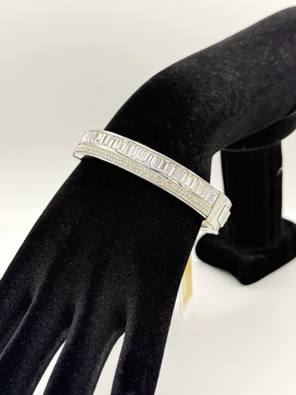 Michael Kors Pave Baguette Hinge Bracelet Silver-tone with Push Clasp Closure
