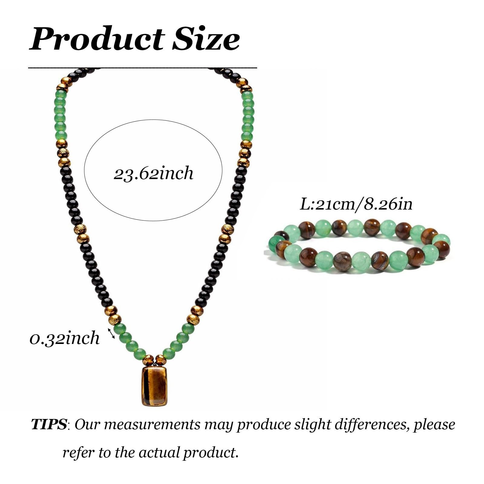 Money Necklace Bracelet Jewelry Set for Men Money Attraction Green Beaded Tig…