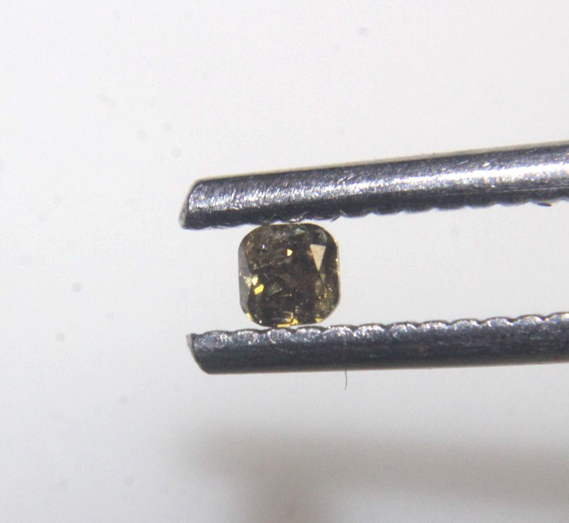 0.11Cts Cushion Shape Fancy Yellow Color Rose Cut Diamond 2.56×2.51×1.85 MM