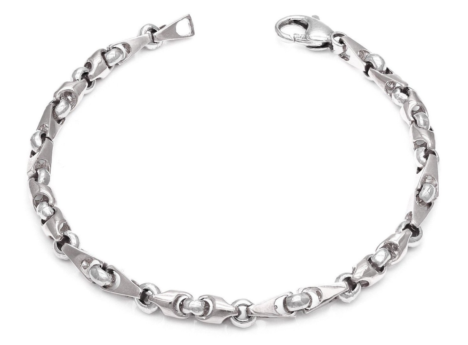 10k White Gold Solid Handmade Fashion Link Bracelet 7″ 5mm 13.8 grams