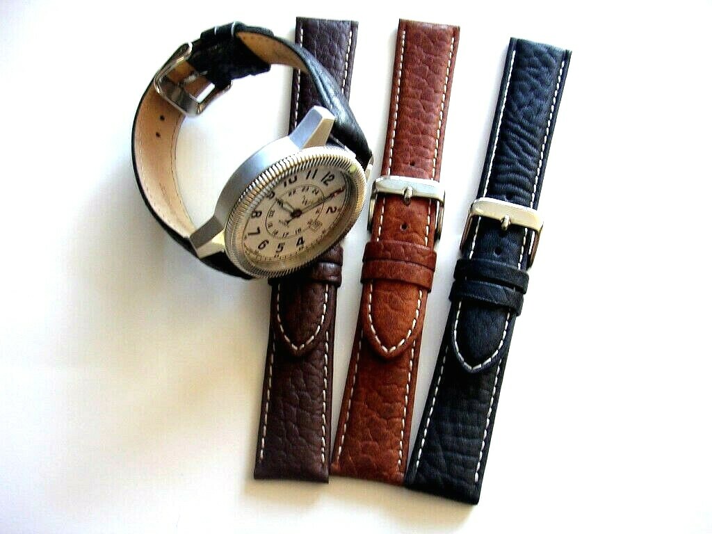 20mm Black Buffalo calf Military Sport watch band strap IW SUISSE 16 18 19 22 24