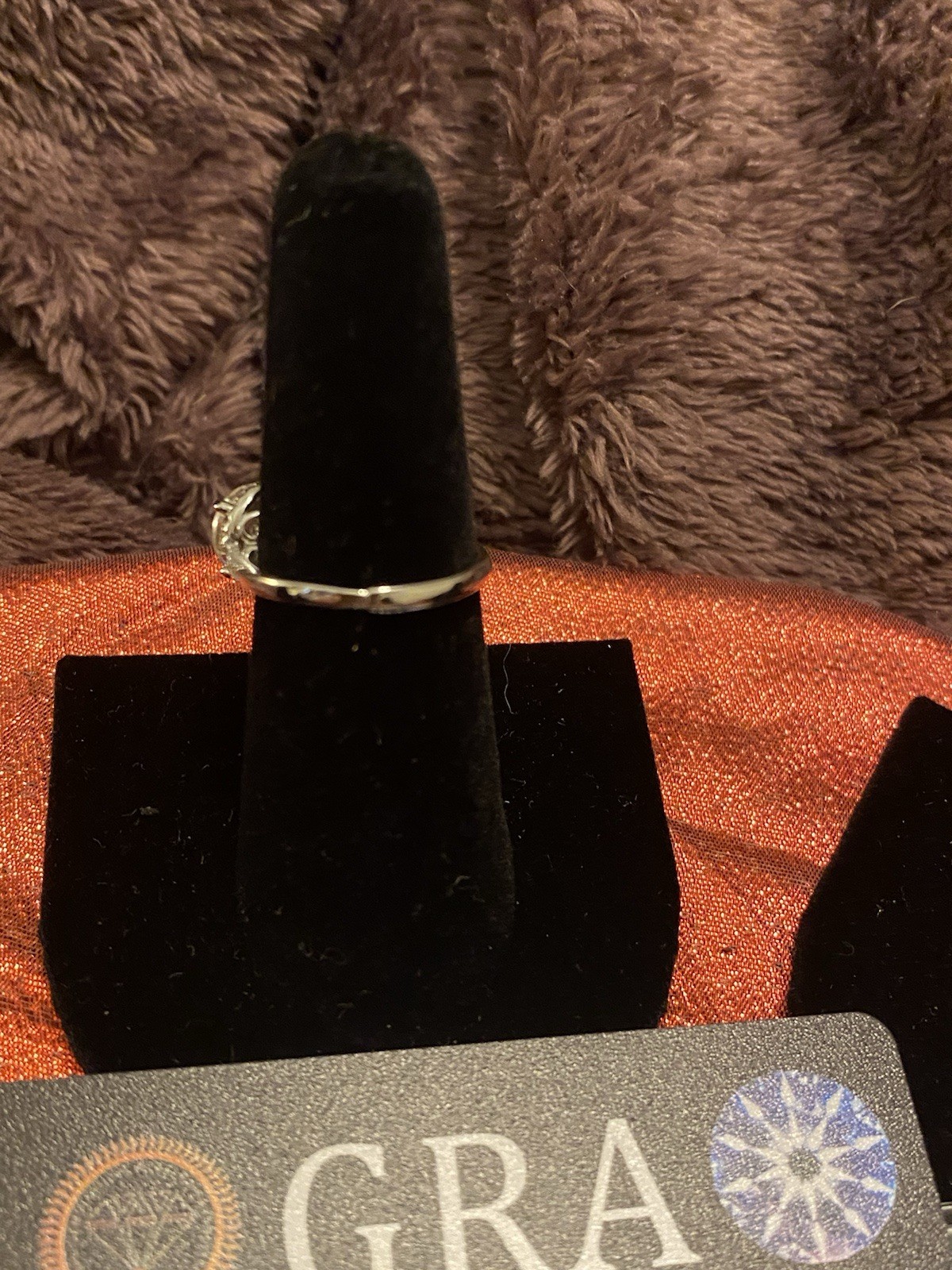 Round-Cut White/Colorless Halo Engagement Ring, Silver Tone, GRA Certified