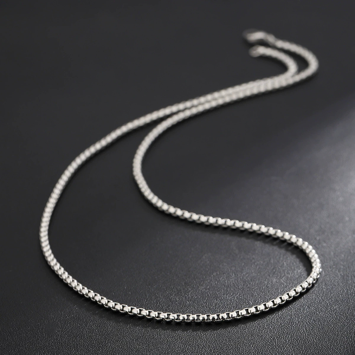 Silver-plated Box Link Chain Necklace Lobster Clasp Naked Chain No Pendants