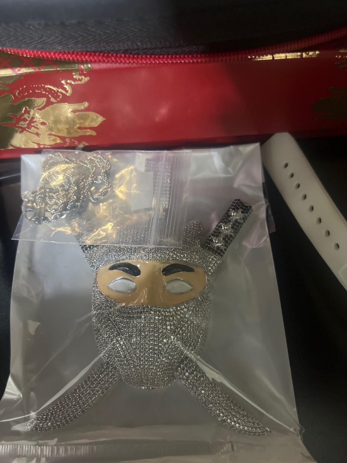 Hip Hop Iced CZ Bling Ninja Pendant Necklace Chain Men Rapper Jewelry