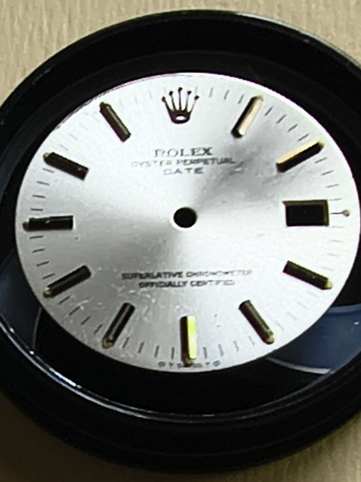 Rolex Oyster Perpetual Date Silver Metal Dial with Non-Numeric Hour Marks pn S2