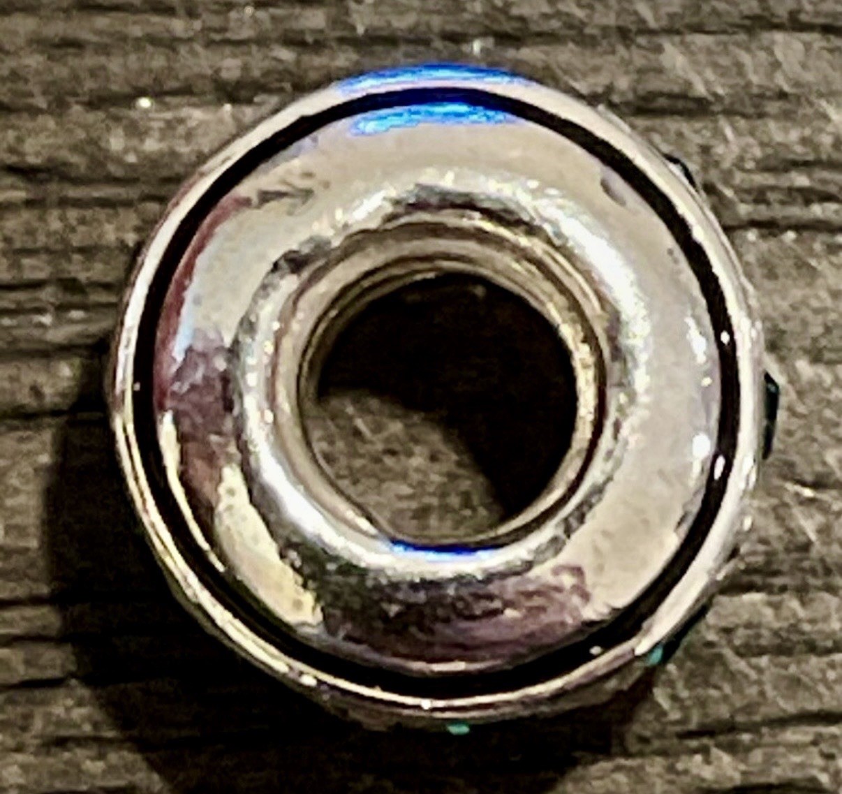 Chamilia Sterling Silver Green Crystal Charm Bead SPACER 925 CHAM