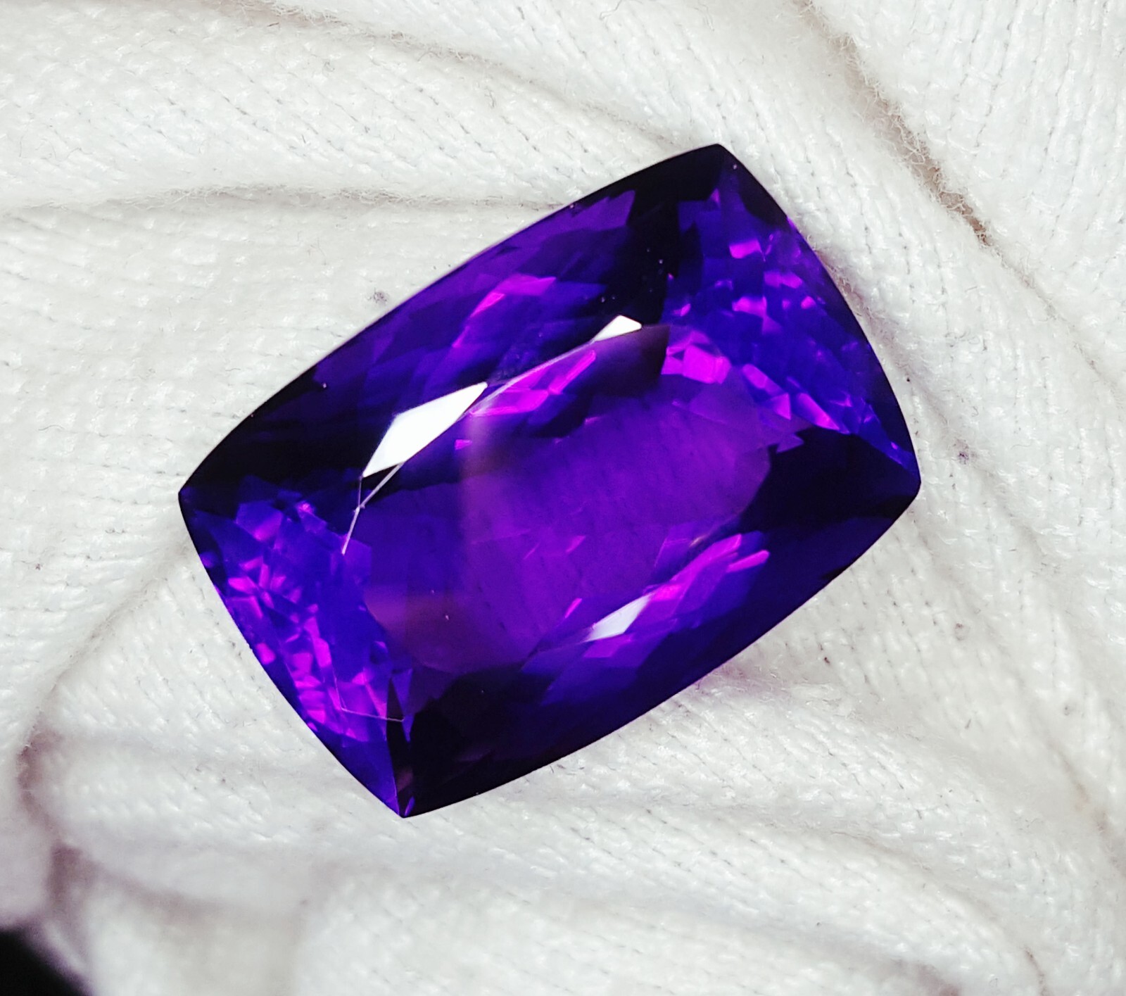 Natural Violet Amethyst 52 Ct Certified Loose Gemstone Untreated Cushion G107