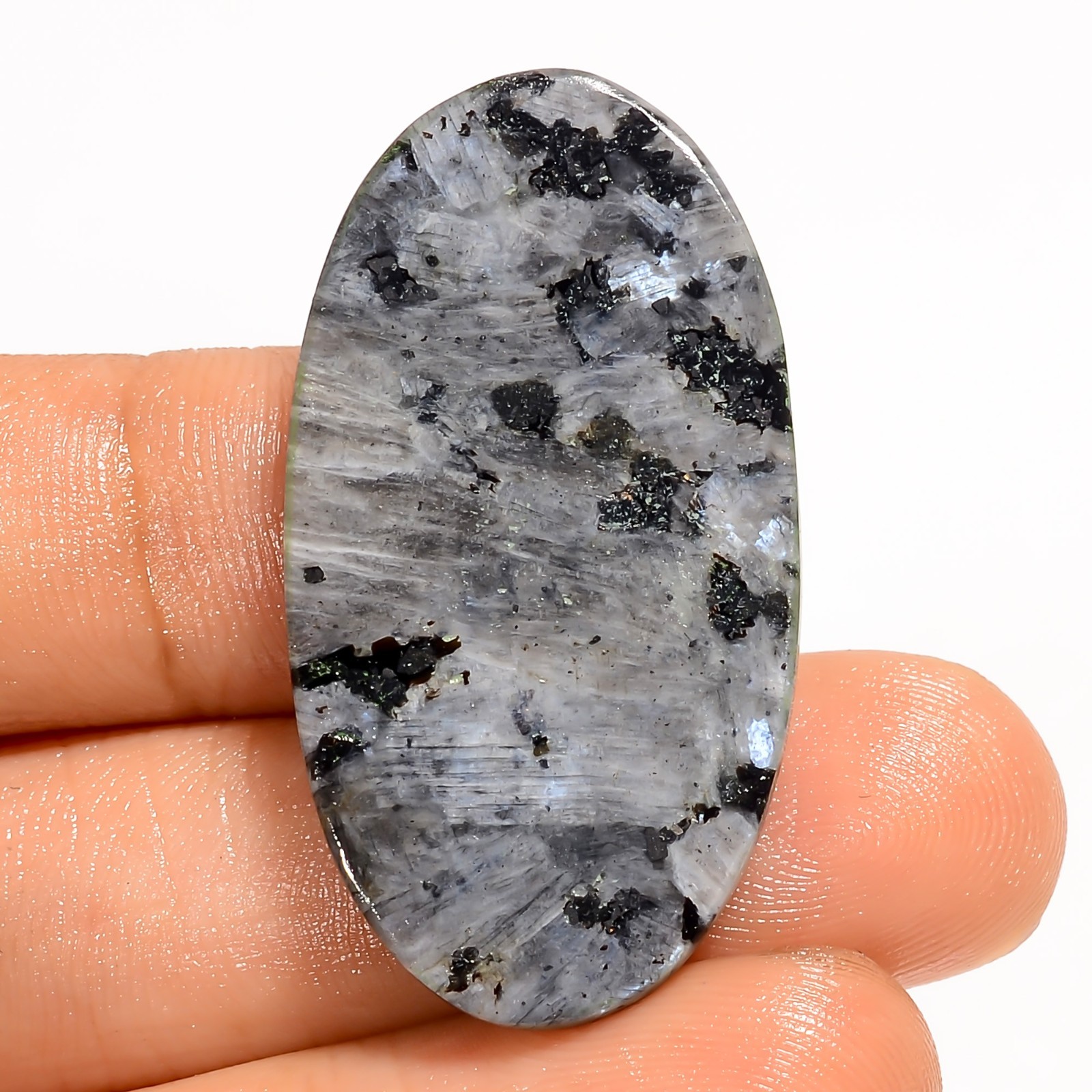 Natural Larvikite Oval Cabochon Loose Gemstone For Pendant 33.5 Ct 38X20X4 mm