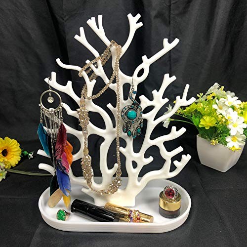 Coral Tree Jewelry Hanging Stand Display Table Top Necklace Bracelet White