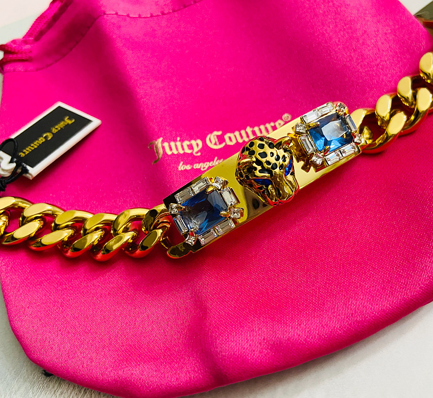 NWT Juicy Couture Gold Leopard Chunky ID Chain Bracelets WJW634