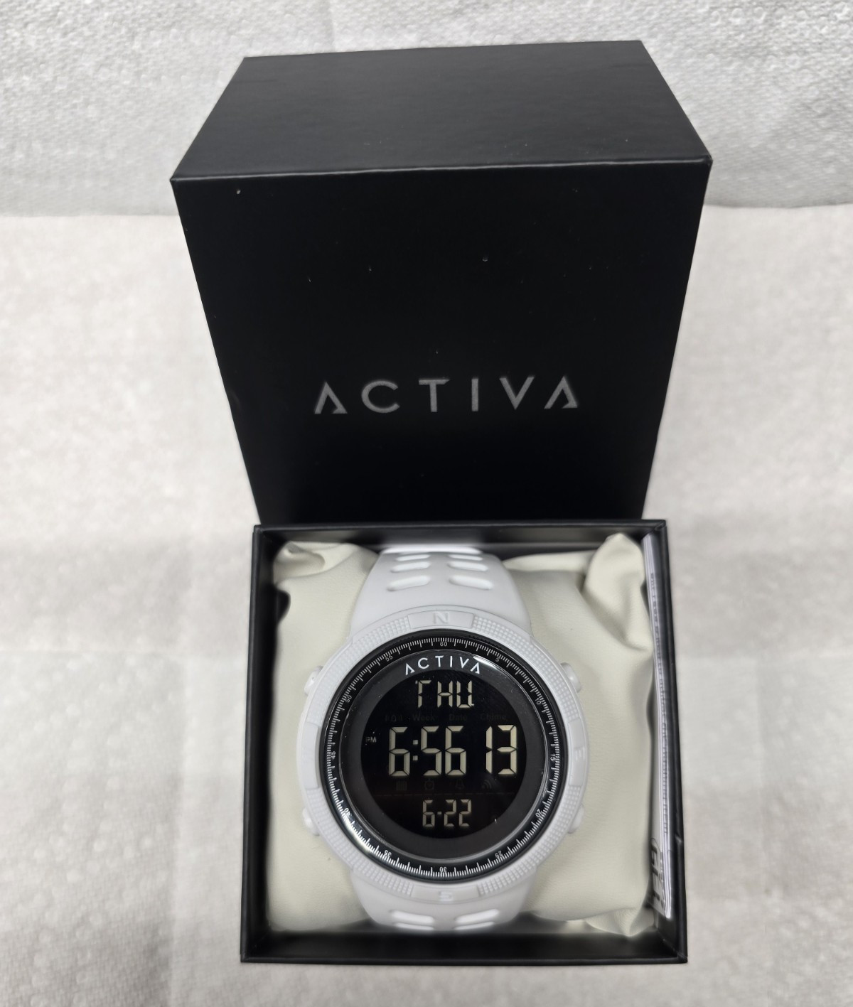 Activa Unisex Digital Quartz Sports Watch Alarm Day/Date White Silicone Strap