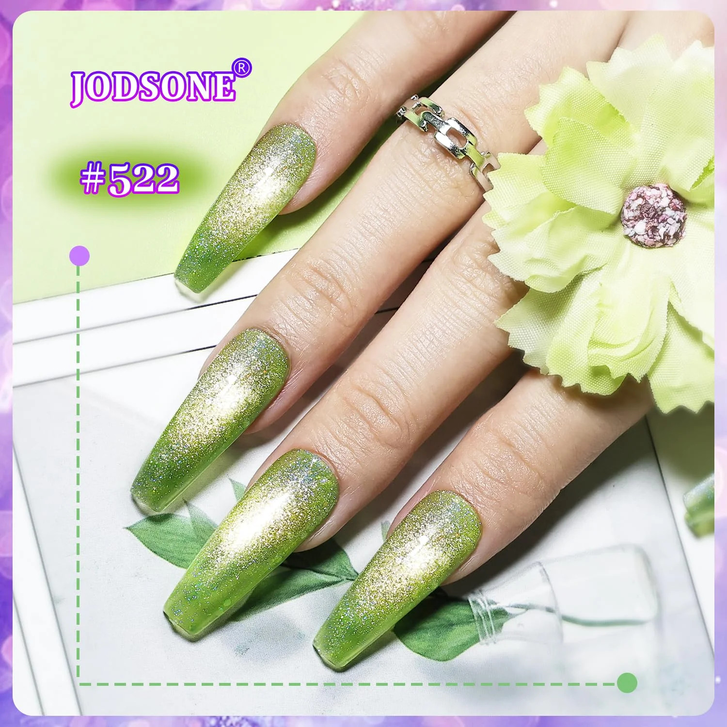 Cat Eye Gel Nail Polish Set 10 Colors Glitter Pink Purple Blue Green with Base C