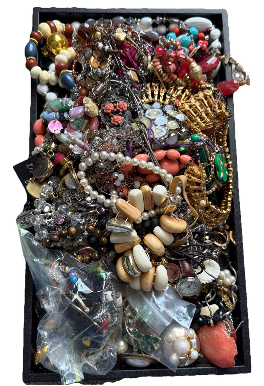 5.76 Lbs Bulk Craft Jewelry Lot Junk Repurpose Beads Wearable As Pictured As Is