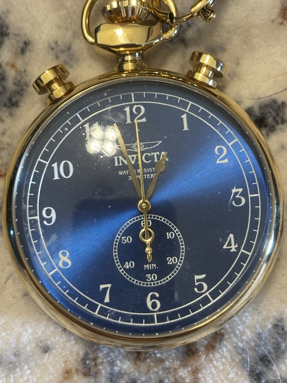 Invicta Lot of 4 Quartz Open Face Pocket Watches and dive case. See description.