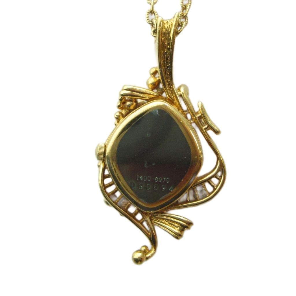 SEIKO 1400 6970 pendant watch quartz necklace logo gold color GY11 MQ