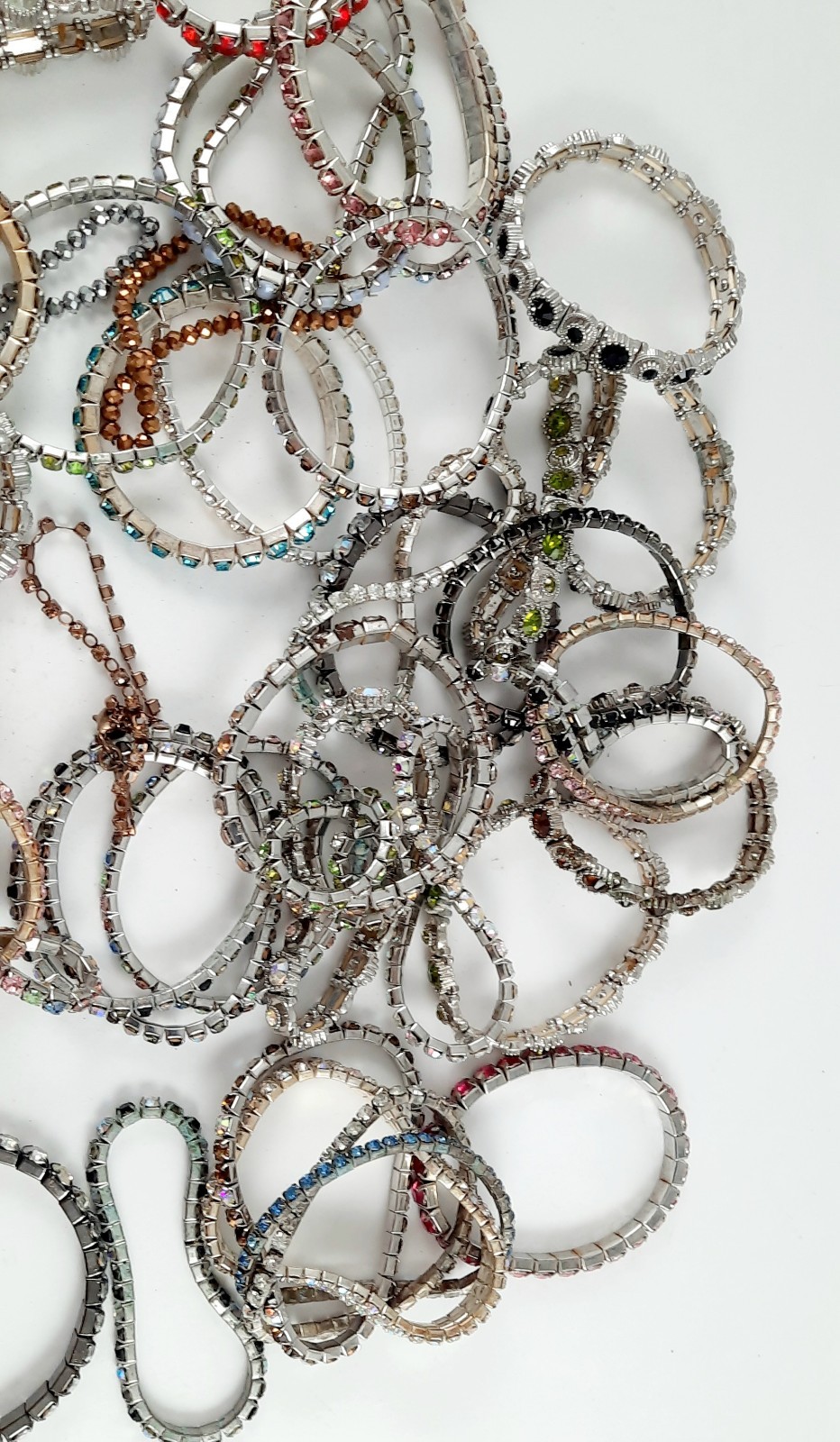Lot of 1-1/2 lb of Very Junk Jewelry Elastic Bracelets Upcycling, Mixed-media