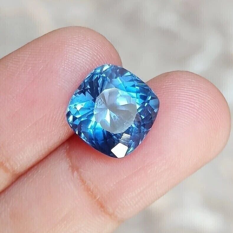 14.85 Ct Natural Flawless Blue Ceylon Sapphire Cushion Certified Loose Gemstone