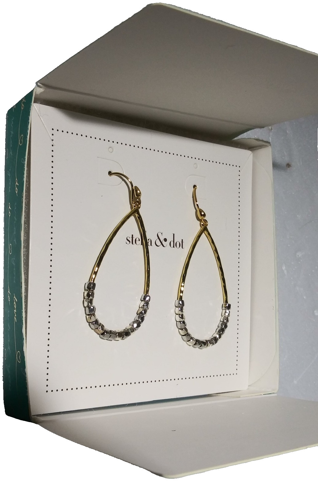 Stella & Dot Rhett Hoops Earrings – Silver & Gold – NIB –