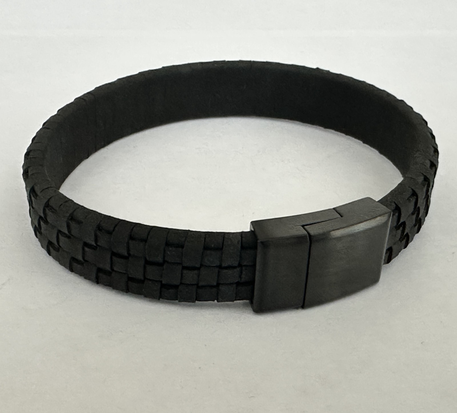 Men’s Genuine Leather Bracelet Braided 21cm with Magnetic Clasp – Black or Brown