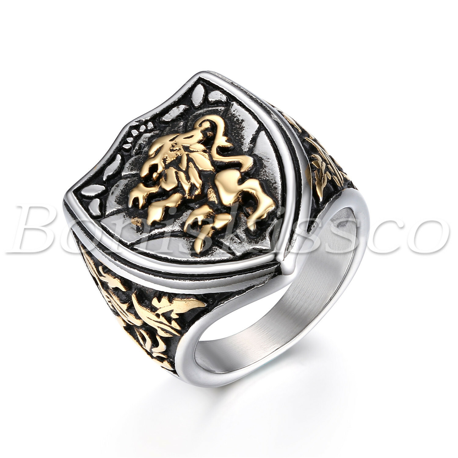 Men’s Retro Charm Stainless Steel Lion King Biker Rocker Gothic Ring Band #7-#13