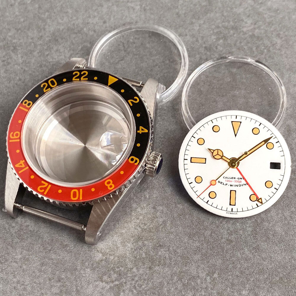 38mm Stainless Steel Brushed 200M Diver Watch Case Fit NH34 GMT NH35 Sapphire