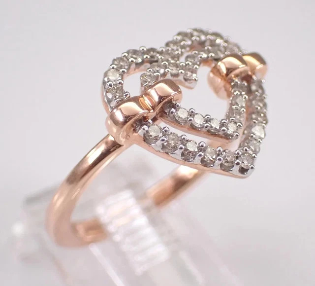 1.60Ctw Round Cut Real Moissanite Heart Engagement Ring 14K Two Tone Gold Plated