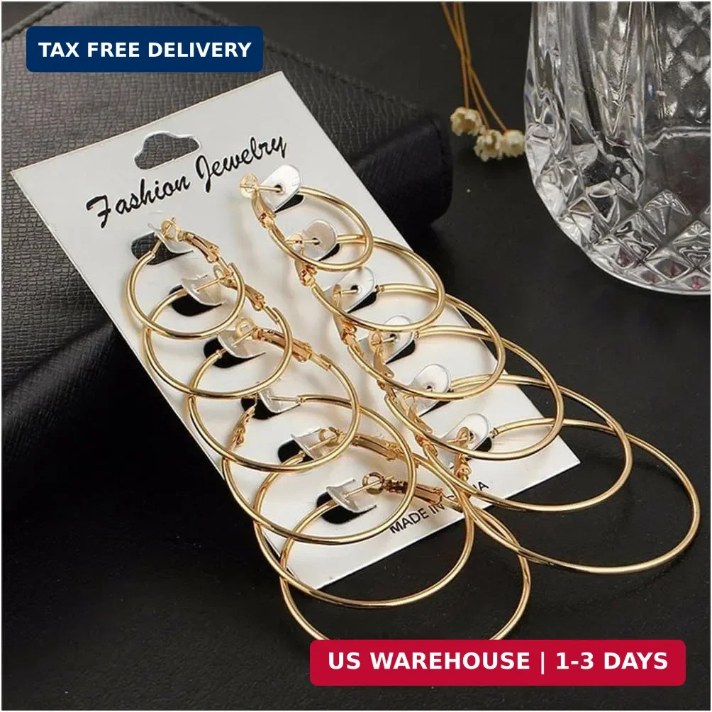 47pcs Gold Jewelry Set With 3 PCS Necklace, 11 PCS Bracelet,20pcs Hoop Stud Earr