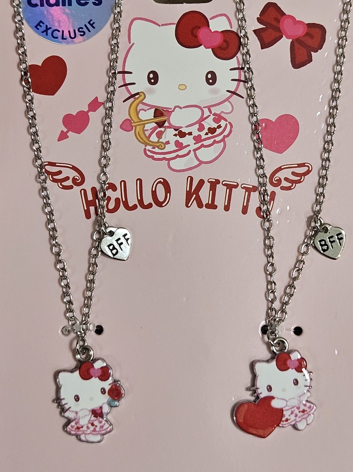 2 PC CLAIRE’S HELLO KITTY SANRIO BEST FRIENDS BF VALENTINE’S DAY NECKLACES