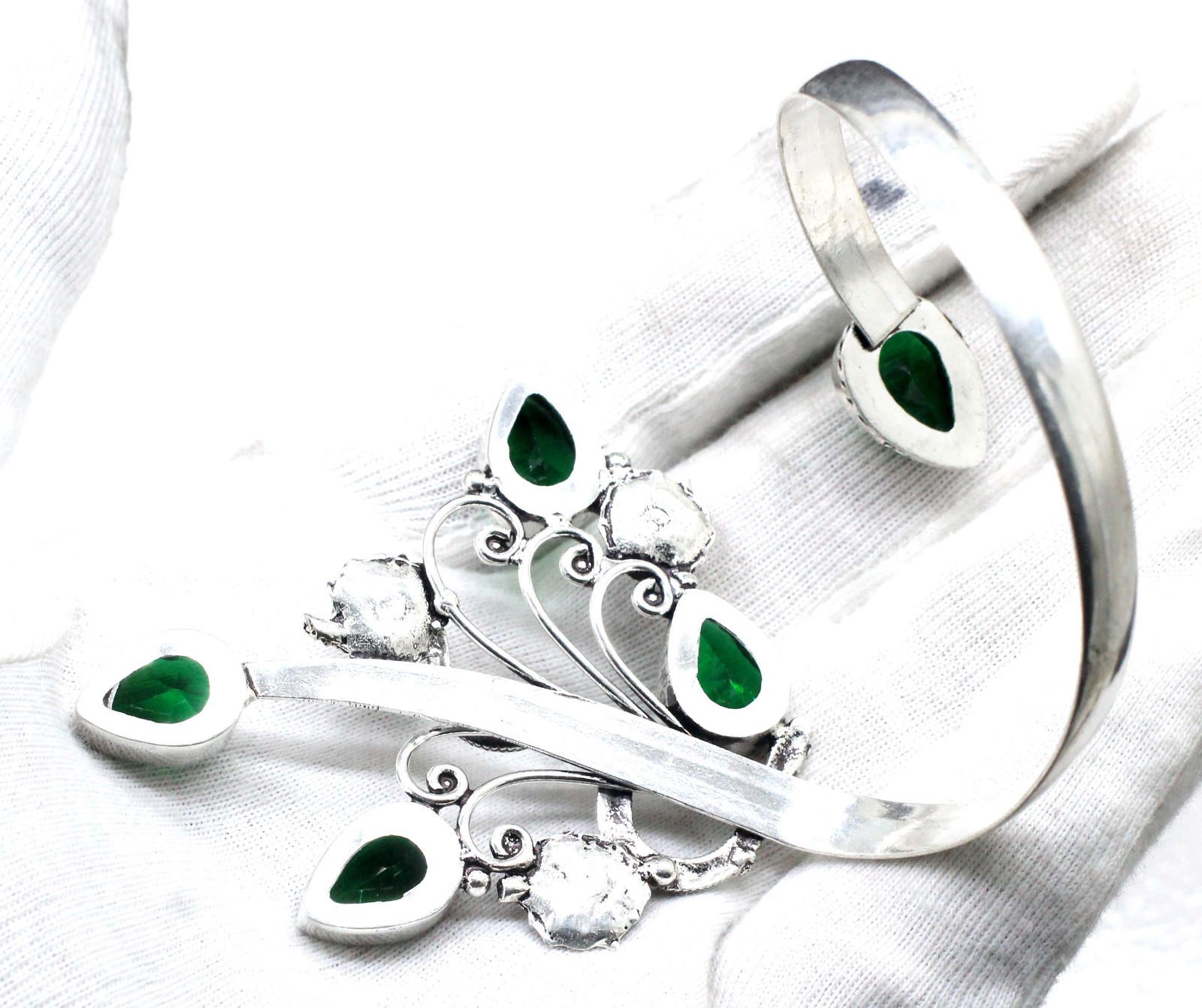 925 Sterling Silver Chrome Diopside Gemstone Handmade Jewelry Cuff Bracelet